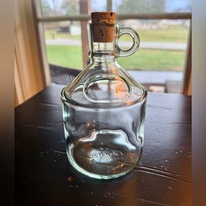 VINTAGE, 1960S-1970S, HAND-BLOWN DANISH CLEAR GLASS CRUET MARKED DENMARK KH